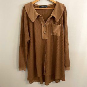 Brown Oversized Shirt Dress